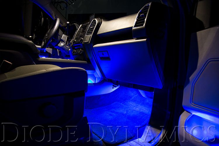 Diode Dynamics Single-Color LED Footwell Kit for trucks and SUVs – lit in blue