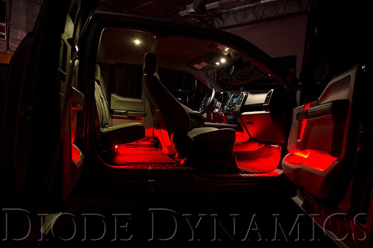 Diode Dynamics Single-Color LED Footwell Kit for trucks and SUVs – lit in red