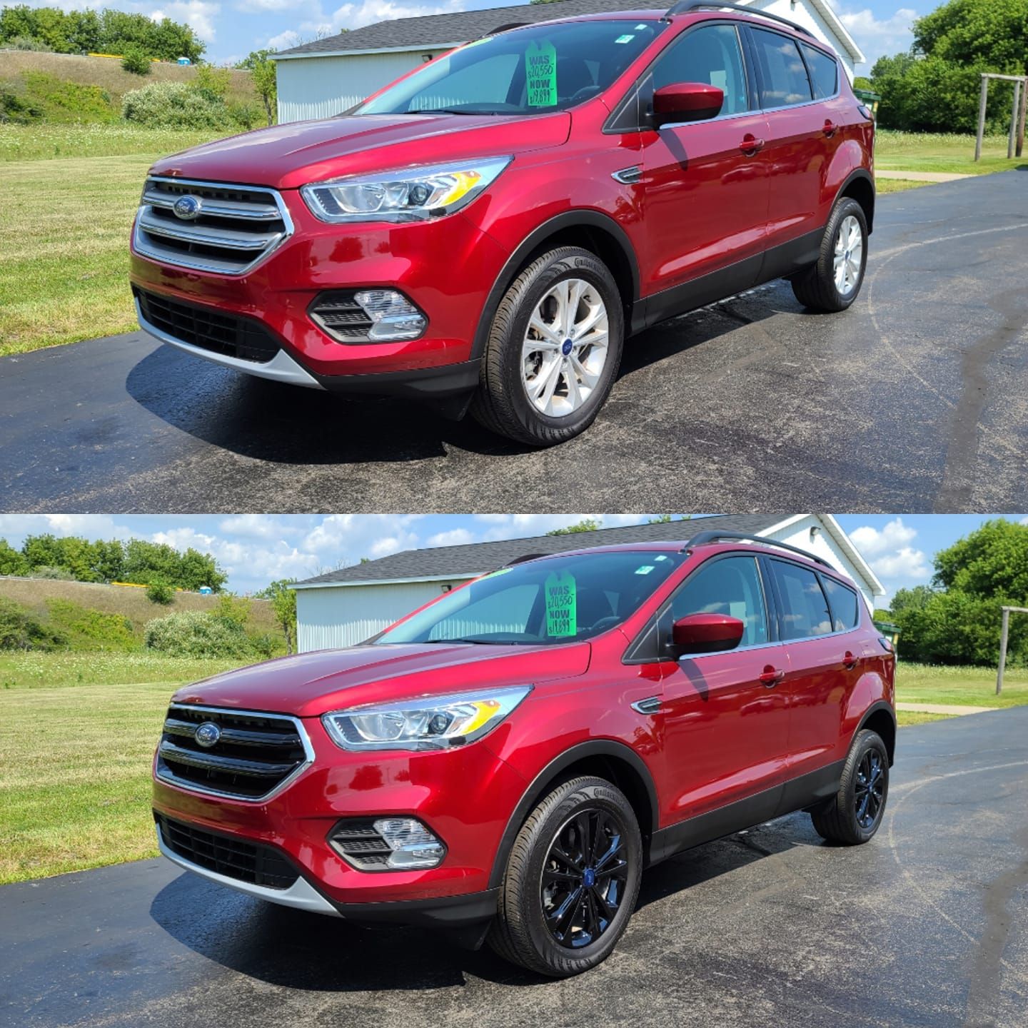ABS6484BLK 17-19 Ford Escape 1 PC Gloss Black Tape-on Grille Overlay