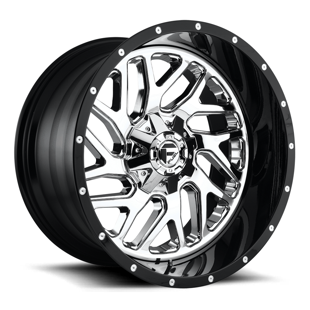 Fuel Triton D581 Chrome Plated Gloss Black Lip wheel, universal fit