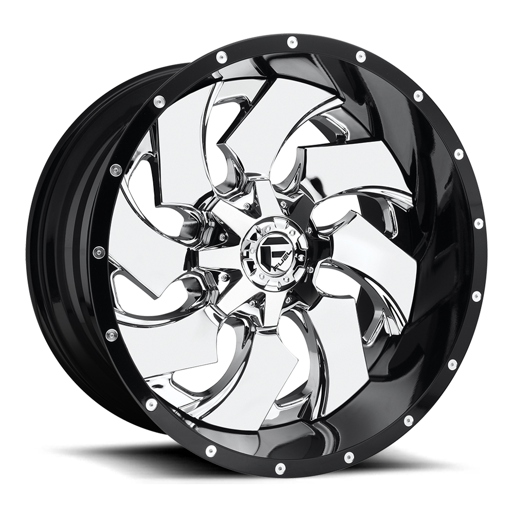 Fuel Cleaver D574 Chrome Plated Gloss Black Lip wheel, multiple bolt patterns