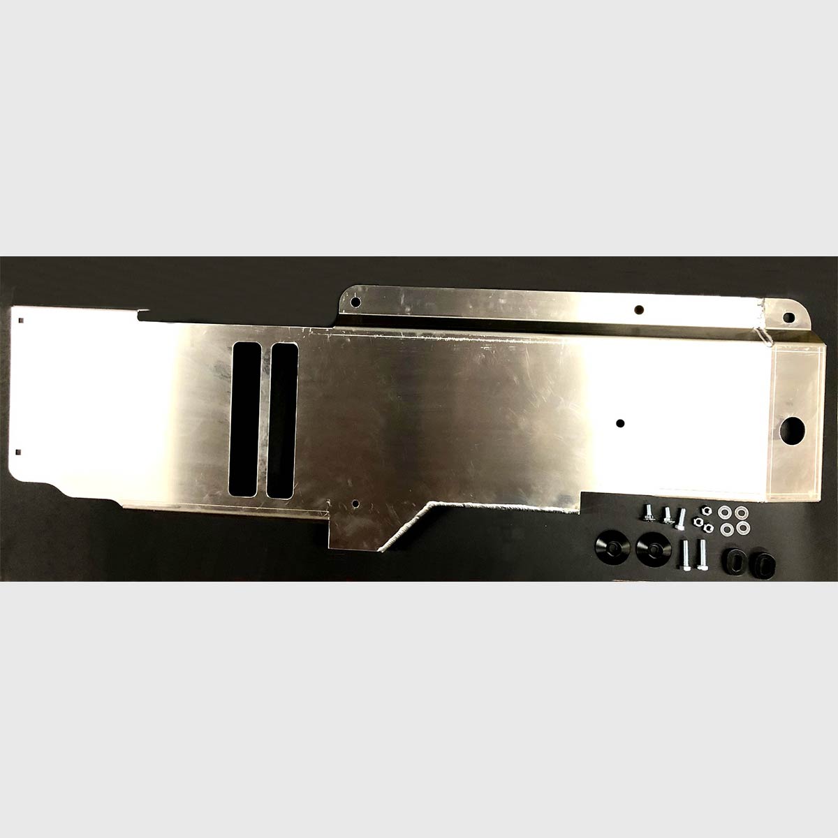 Aluminum gas tank skid plate with mounting hardware for Jeep Wrangler JL 2-door 2018