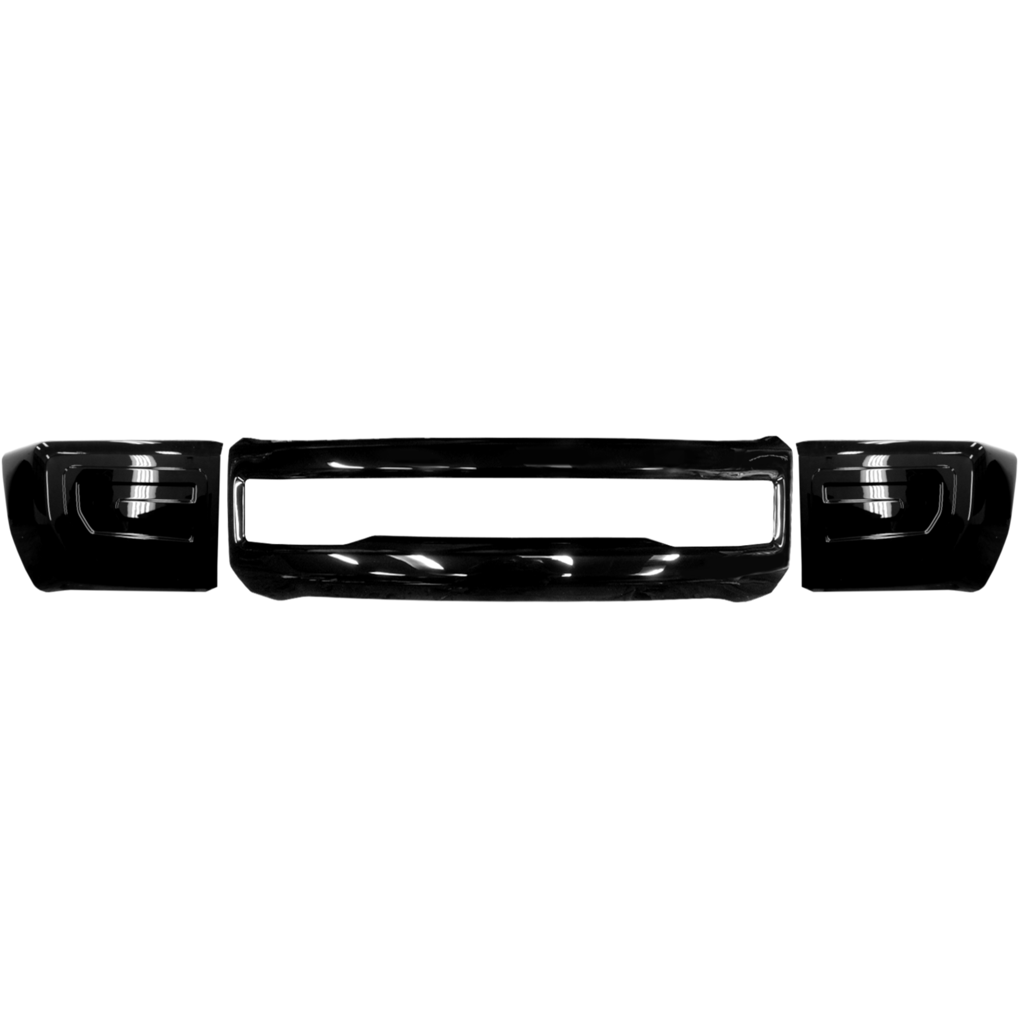 Gloss Black 2017-2019 Ford F250 or F350 Bumper Covers without fog lamp cut outs, chrome delete kit