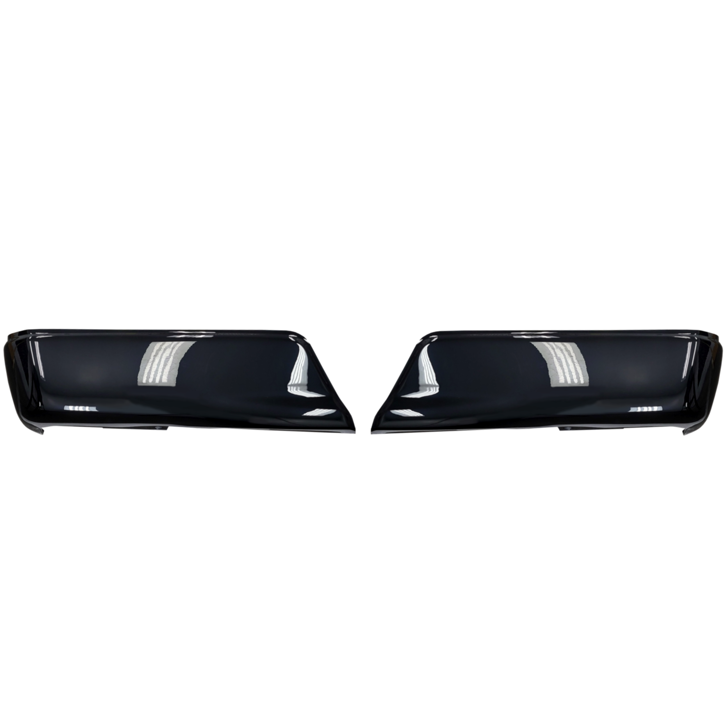 Gloss black Rear BumperShellz for 2015-2020 Ford F-150, no parking sensor cutouts.