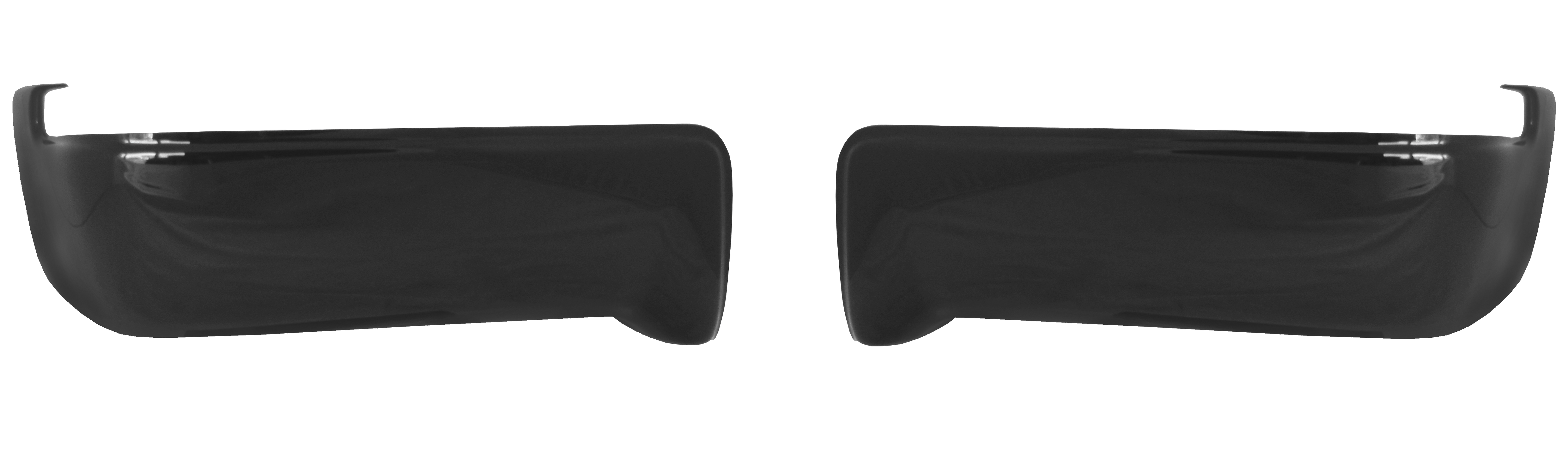 Gloss black rear BumperShellz chrome delete caps for 2009-2014 Ford F150, no parking sensor cutouts
