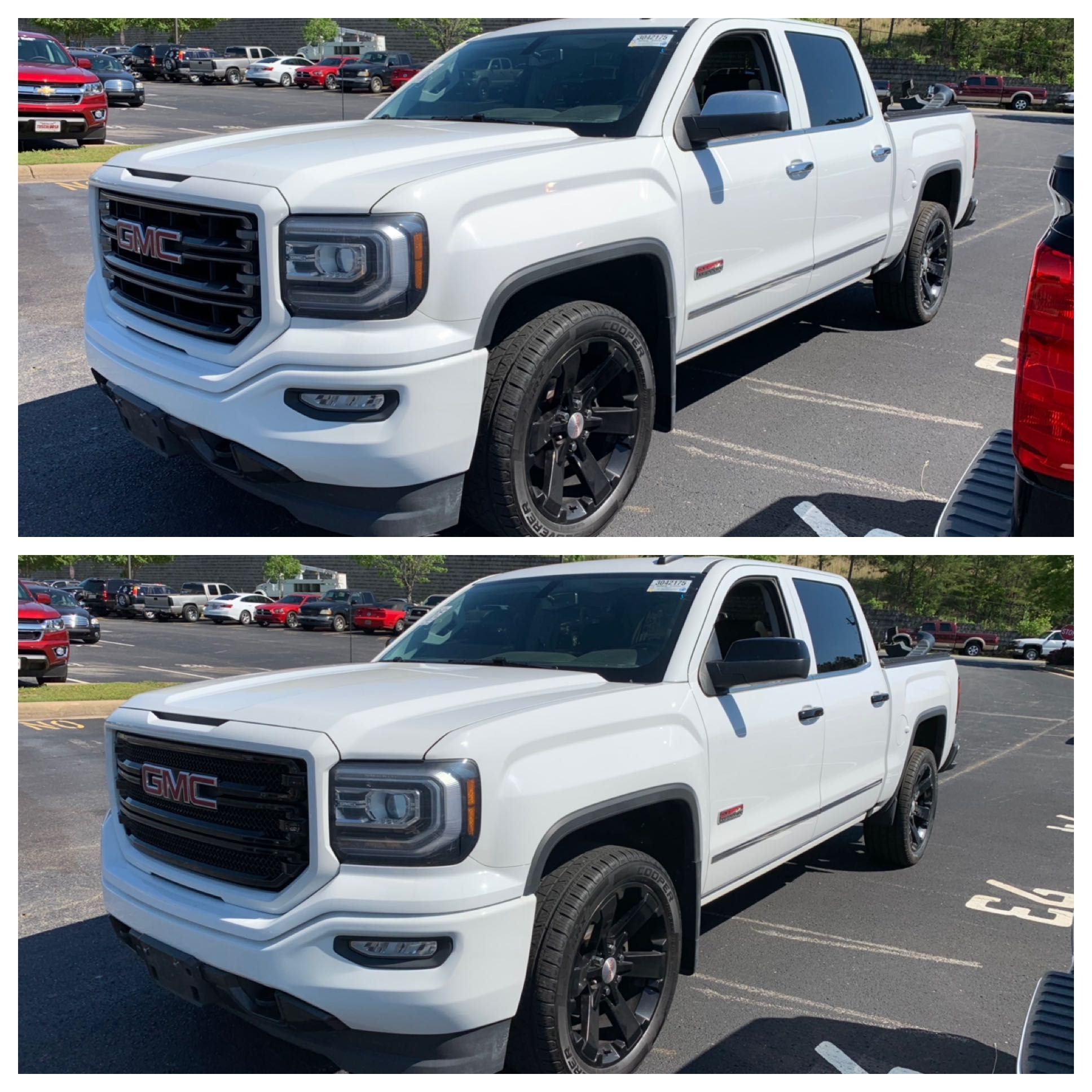 ABS6446BLK 16-18 GMC Sierra 1500 SLT 3 PCS Gloss Black Tape-on Grille Overlay