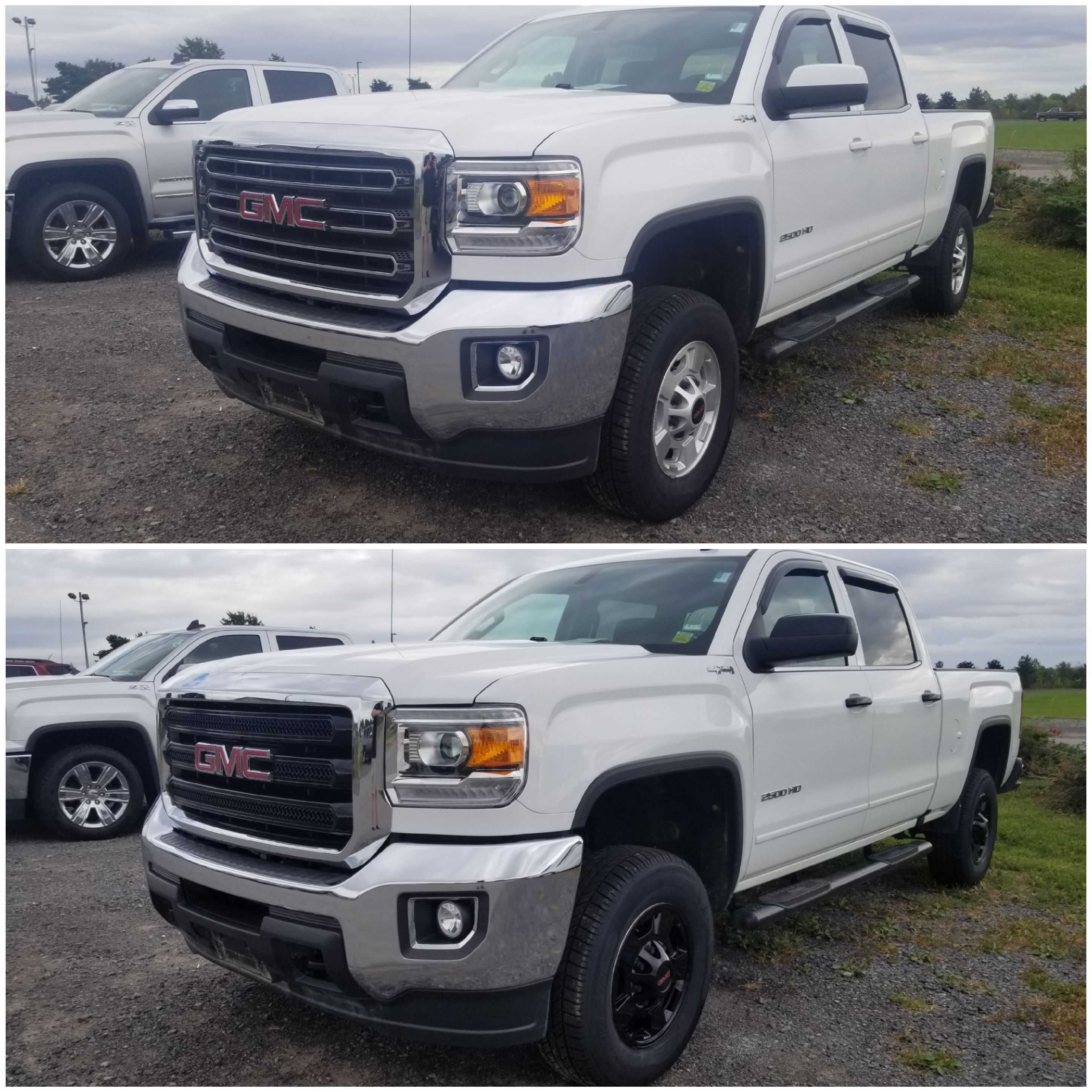 ABS6461BLK 15-18 GMC Sierra 2500 HD/Sierra 3500 HD SLE/SLT 3 PCS Gloss Black Tape-on Grille Overlay