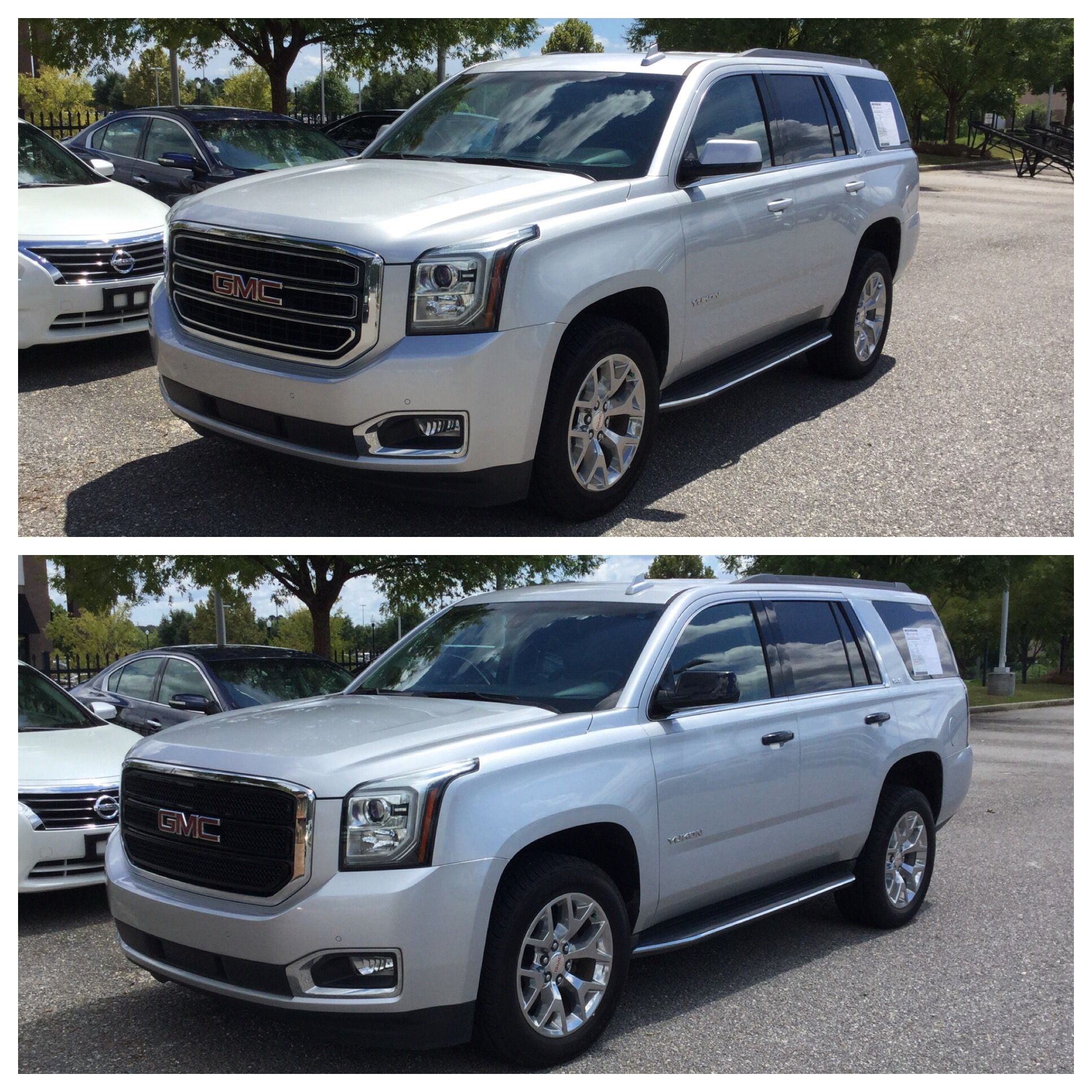 ABS6442BLK 15-20 GMC Yukon SLE/SLT 3 PCS Gloss Black Tape-on Grille Overlay