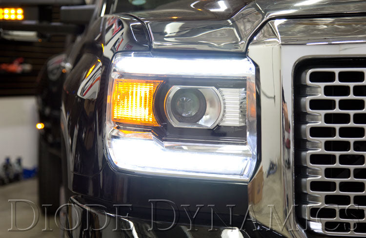 Diode Dynamics switchback DRL LED boards for 2014-2015 GMC Sierra – installed