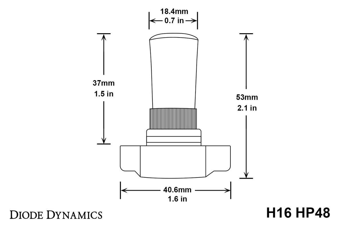 Diode Dynamics HP48 5202/PSX24W LED fog bulbs for trucks and SUVs – dimensions