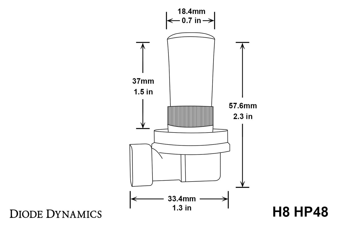 Diode Dynamics H8 HP48 LED bulbs for Nissan Titan – dimensions