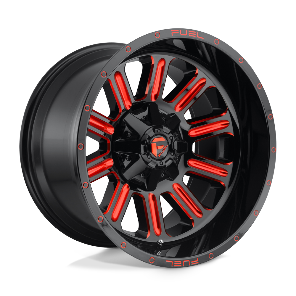 Fuel Hardline D620 Gloss Black Red Tinted Clear wheel, universal fit