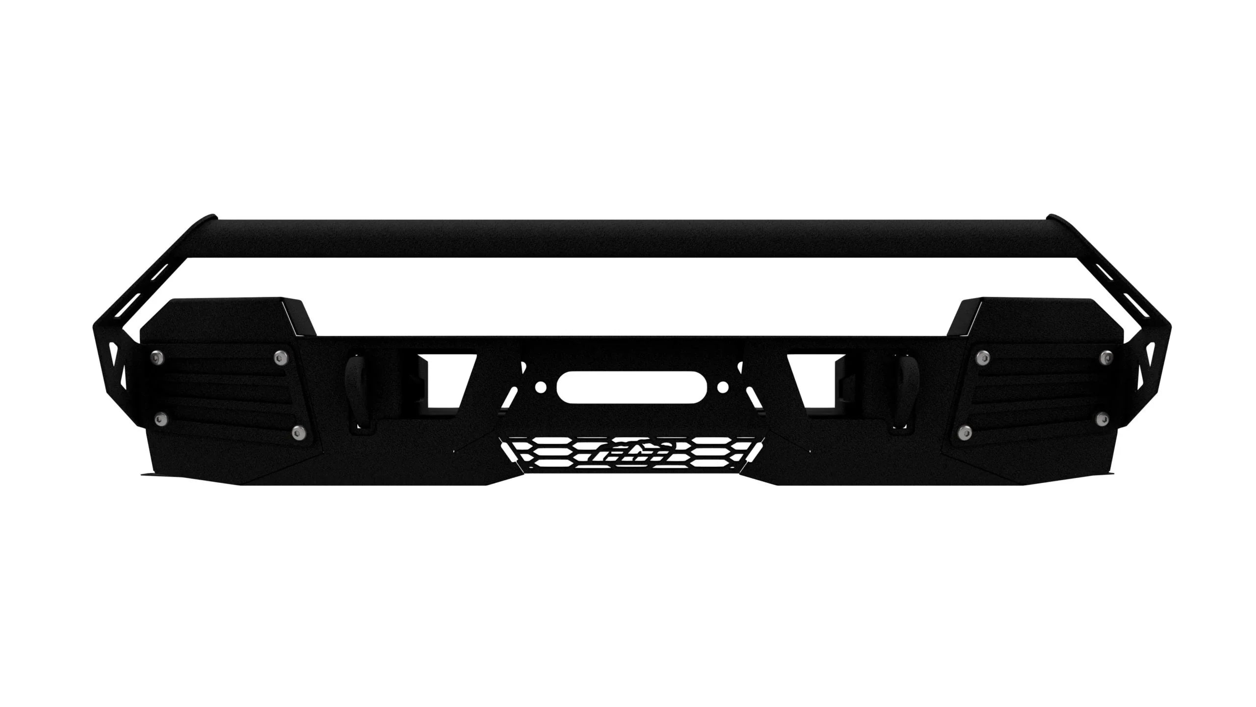 Heavy-duty off-road steel front bumper with winch mount and grille guard for trucks and SUVs