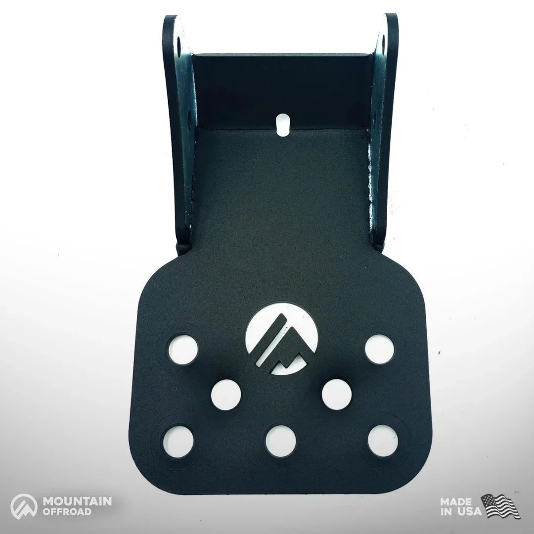 Powder-coated metal step accessory with multiple holes for Jeep CJ 1976-1986.