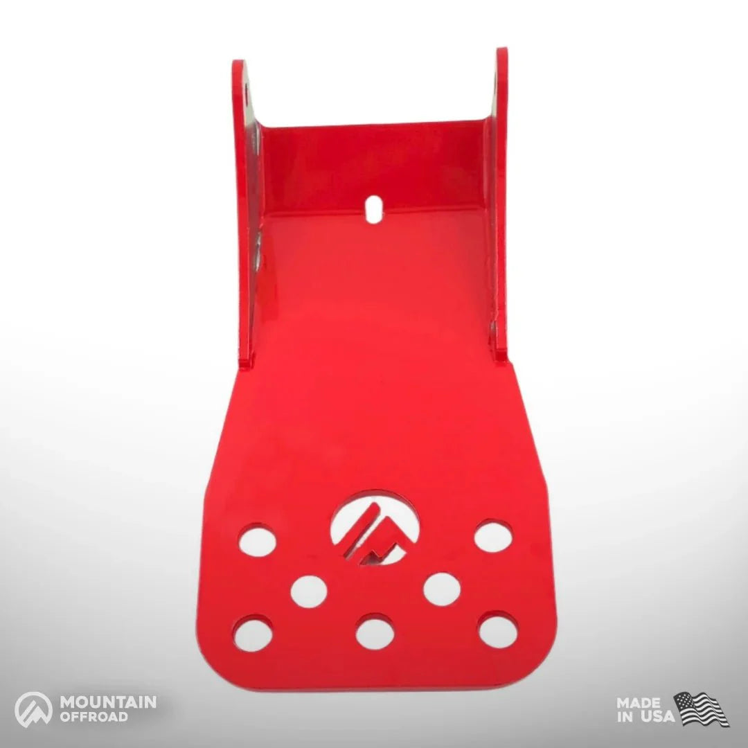 Red powder coated metal step accessory with mounting holes for Jeep Gladiator JT 2020