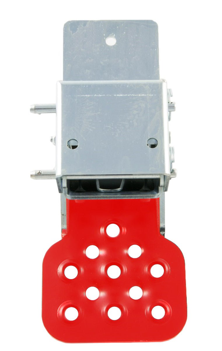 Powder coated metal hide-a-step footstep with red perforated plate for Jeep Wrangler TJ 1997-2006