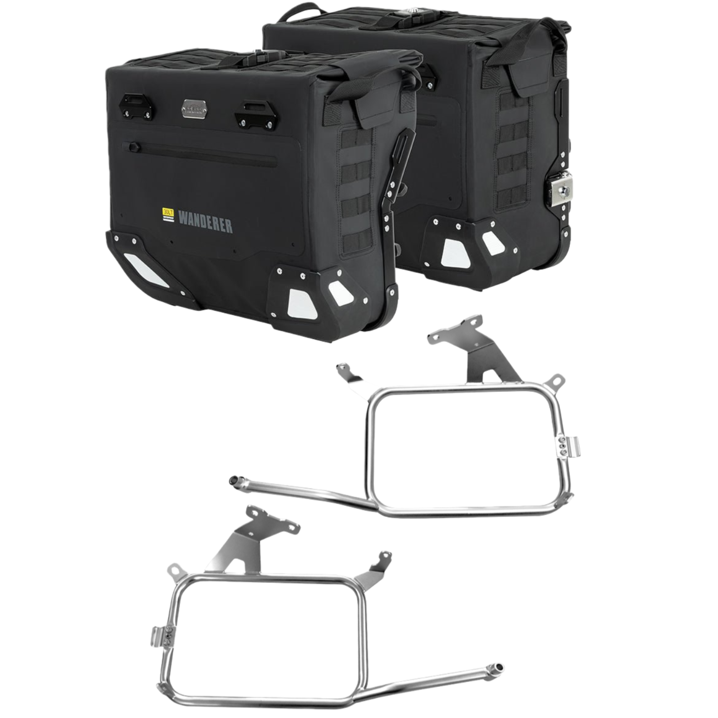 LOBOO Wanderer Series 30L+40L Dual-Purpose Waterproof Side Bags — IPX6 Rated, PP Support Board, Corner Protector, Exhaust-Avoid Design, Anti-Theft System (Requires LOBOO Side Racks)