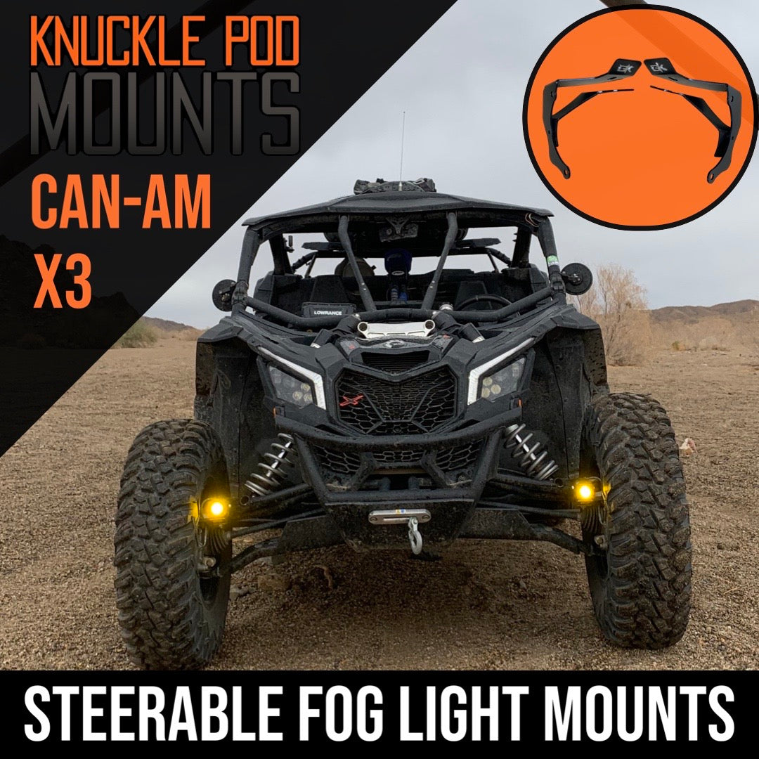 Can Am Maverick X3 Steerable Knuckle Pod Light Mounts (2017-2022)
