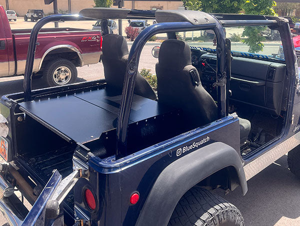 Diabolical Inc Ridgeback security enclosure in a Jeep Wrangler TJ