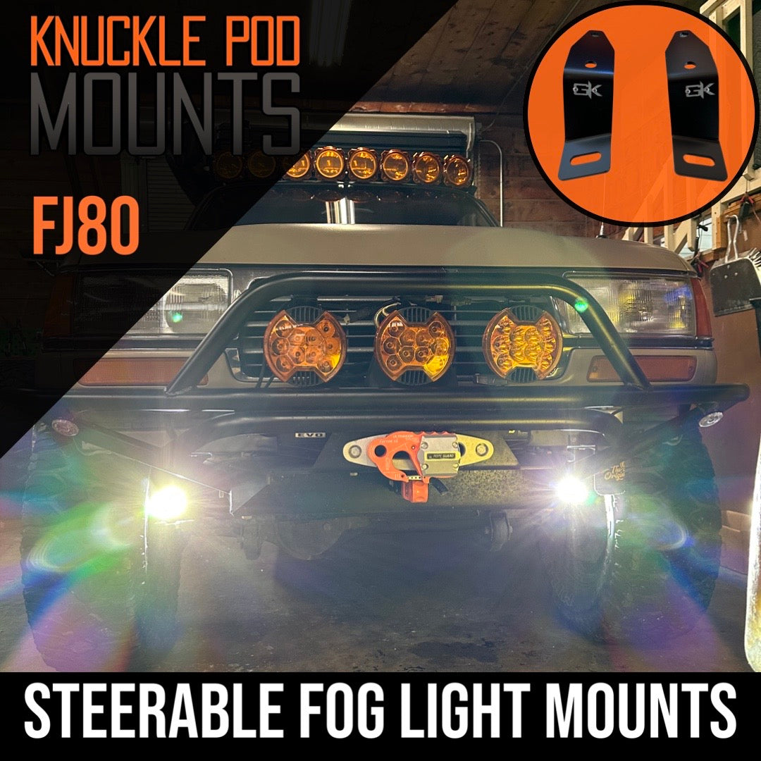Toyota FJ80 Landcruiser Steerable Knuckle Pod Light Mounts (1990-1997)
