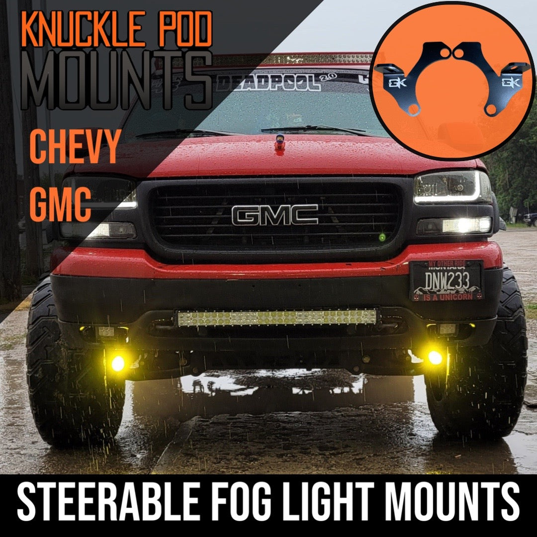 Chevy/GMC Steerable Knuckle Pod Light Mounts (1999-2019)