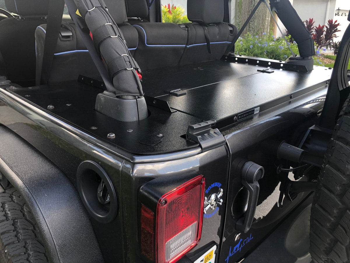 Diabolical Inc Slipstream security enclosure in a Jeep Wrangler JKU