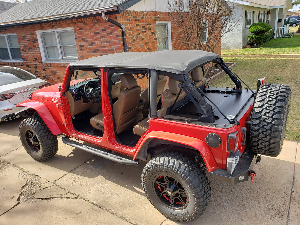 Diabolical Inc Slipstream for Jeep Wrangler JKU, folding top raised