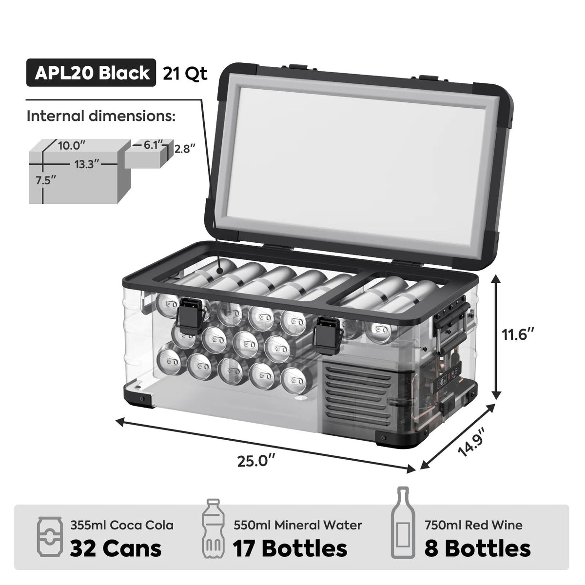 ICECO APL20 black open lid