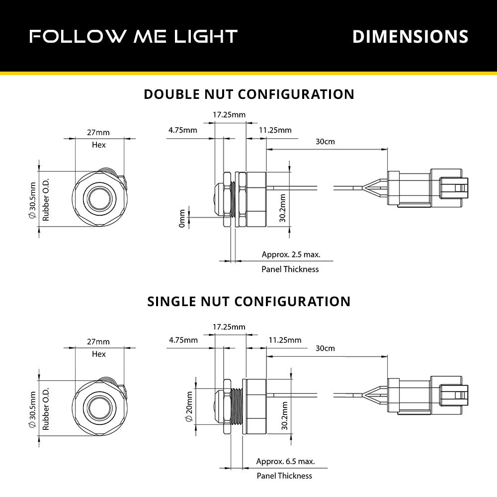 Diode Dynamics infrared follow-me light pair for trucks and SUVs – dimensions