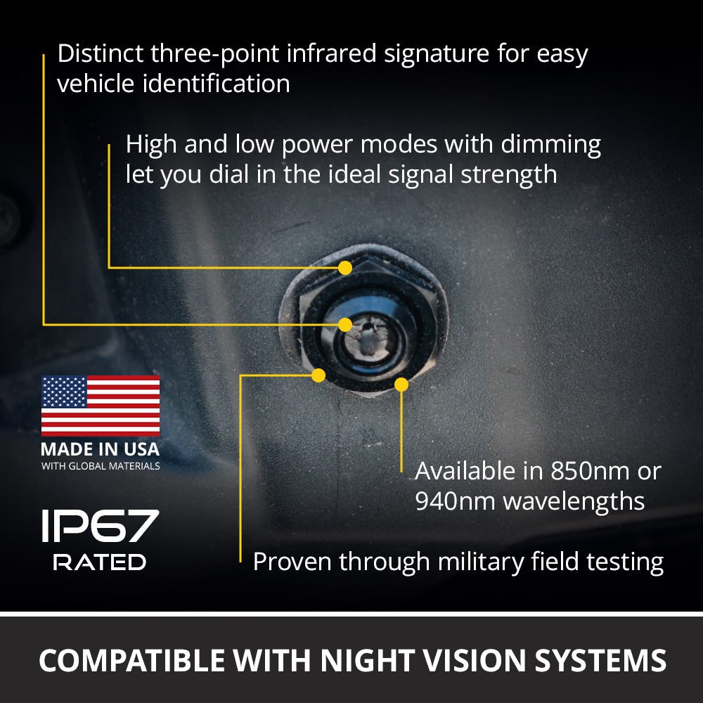 Diode Dynamics infrared follow-me light for trucks and SUVs – spec graphic