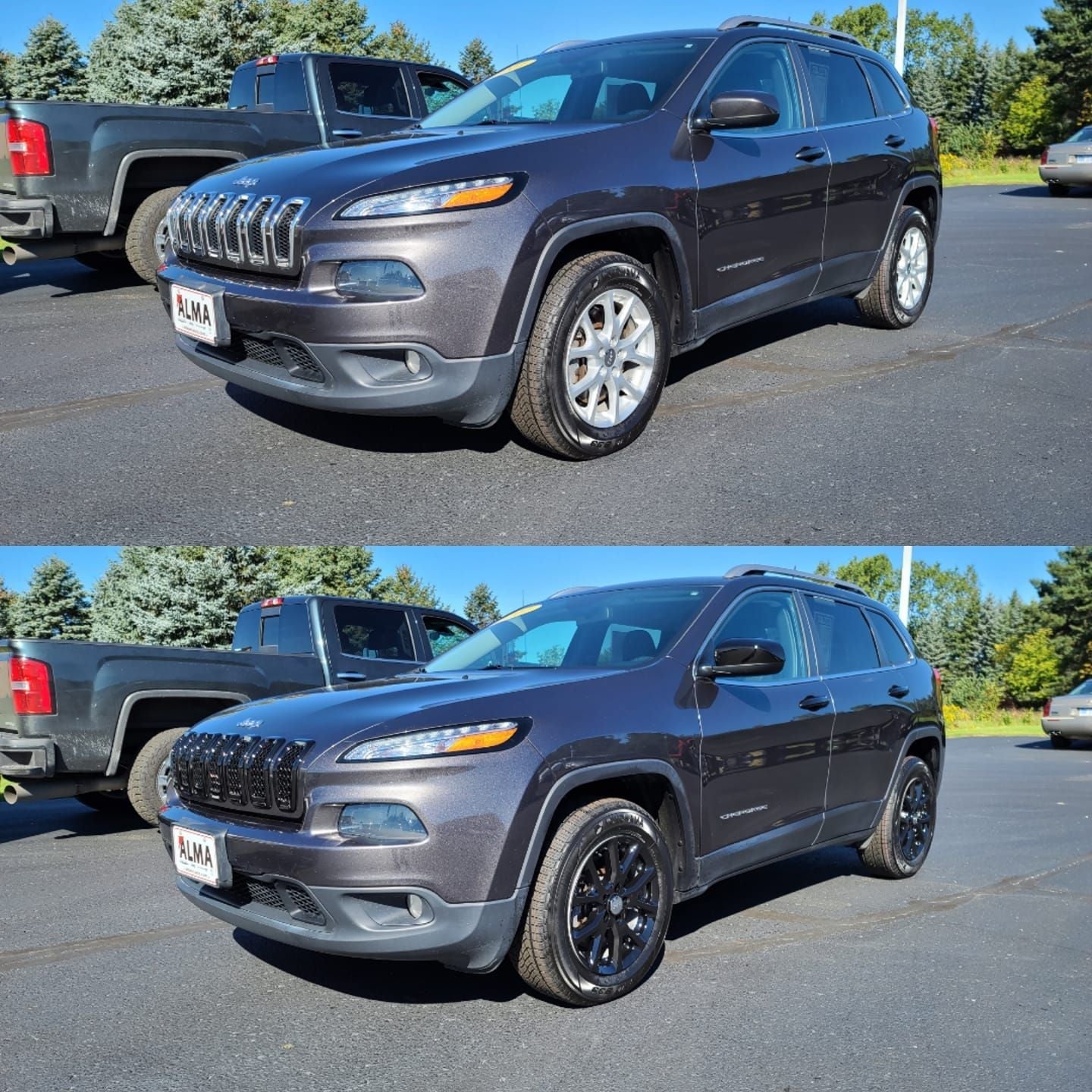 ABS6473BLK 14-18 Jeep Cherokee 7 PCS Gloss Black Tape-on Grille Overlay