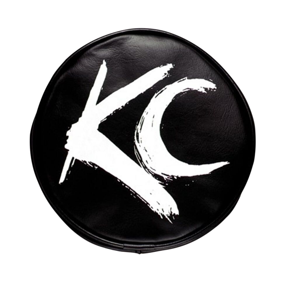 KC HiLiTES 6" Round Black Vinyl Cover - White KC Script Logo - Pair