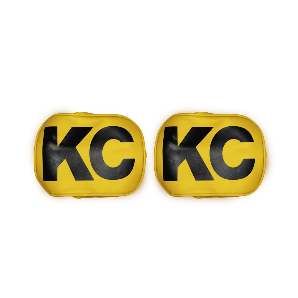 KC HiLiTES Retro 6x9" Rectangular Vinyl Light Cover - Yellow w/ Black KC Logo - Pair