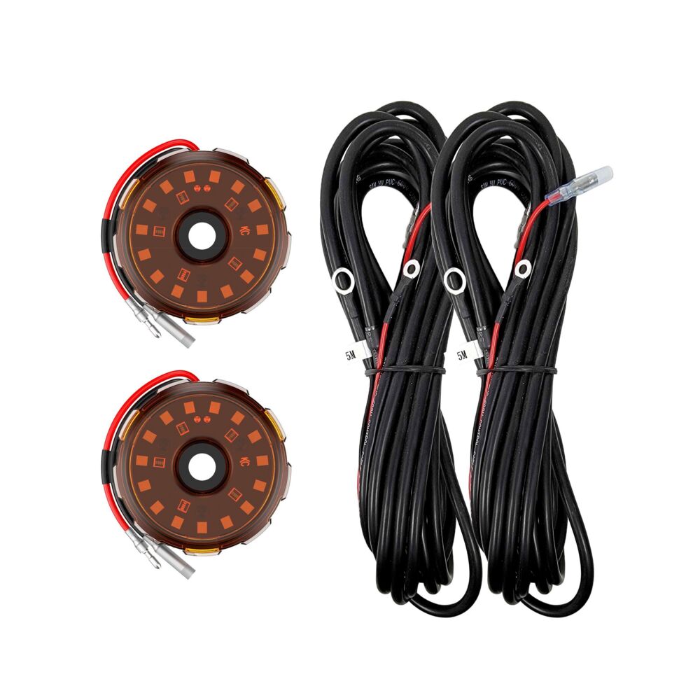 KC HiLiTES Two-Light Add-On Cyclone V2 Kit - Amber - 5.0 Meters Long