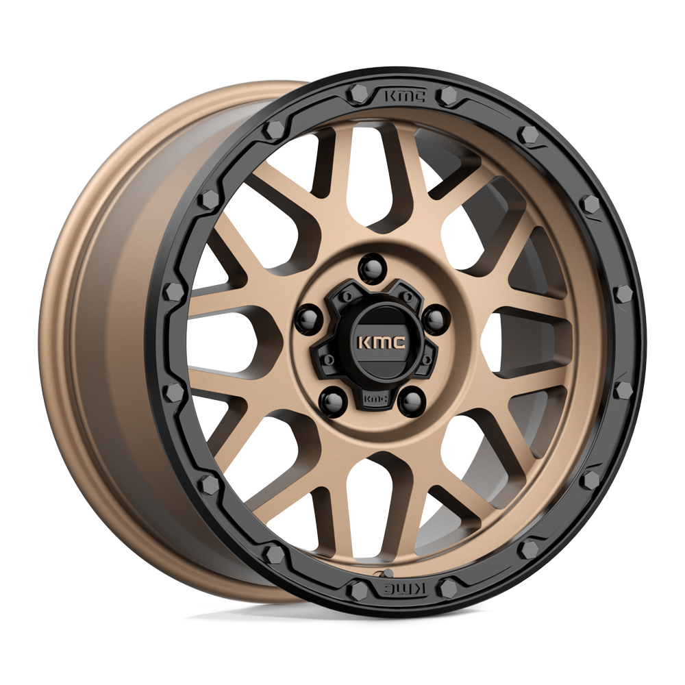 KMC KM535 Grenade Off-Road wheel in Matte Bronze with Matte Black Lip, universal fit