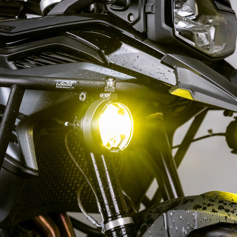 LOBOO L16 Motorcycle Auxiliary Lights – 19000LM High & Low Beam LEDs, 3-Mode Warning, IP68 Waterproof, Intelligent Temp Control (Pair)