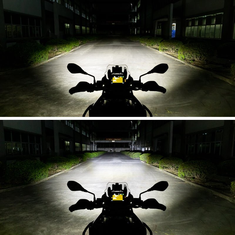 LOBOO L16 Motorcycle Auxiliary Lights – 19000LM High & Low Beam LEDs, 3-Mode Warning, IP68 Waterproof, Intelligent Temp Control (Pair)