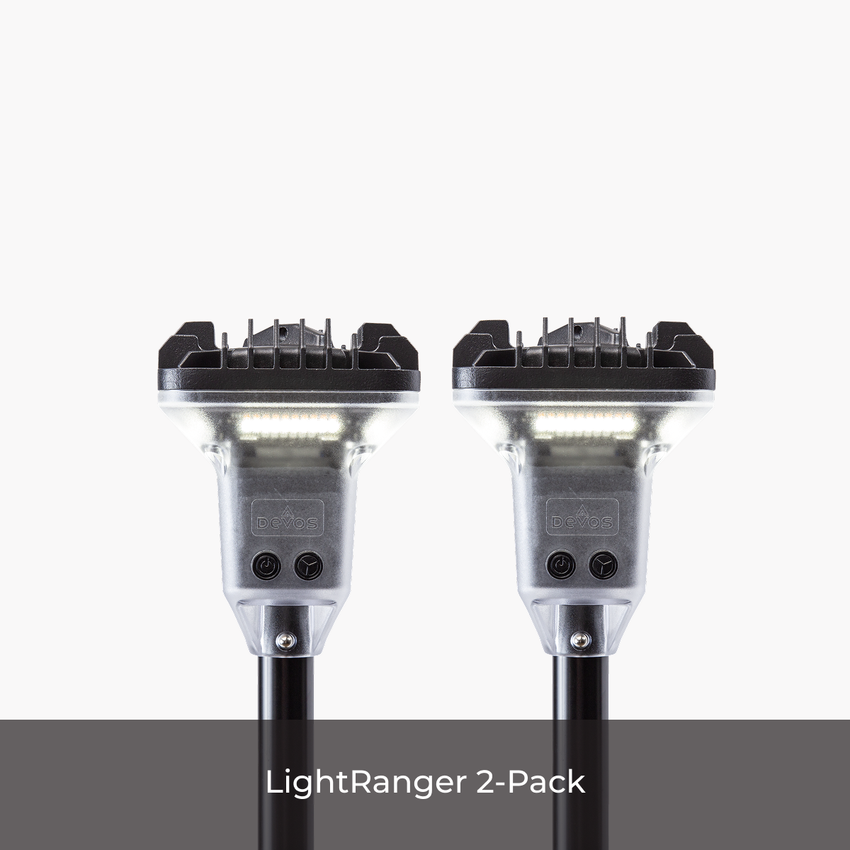 Pair of Devos LightRanger LED outdoor lights, front view, against white background