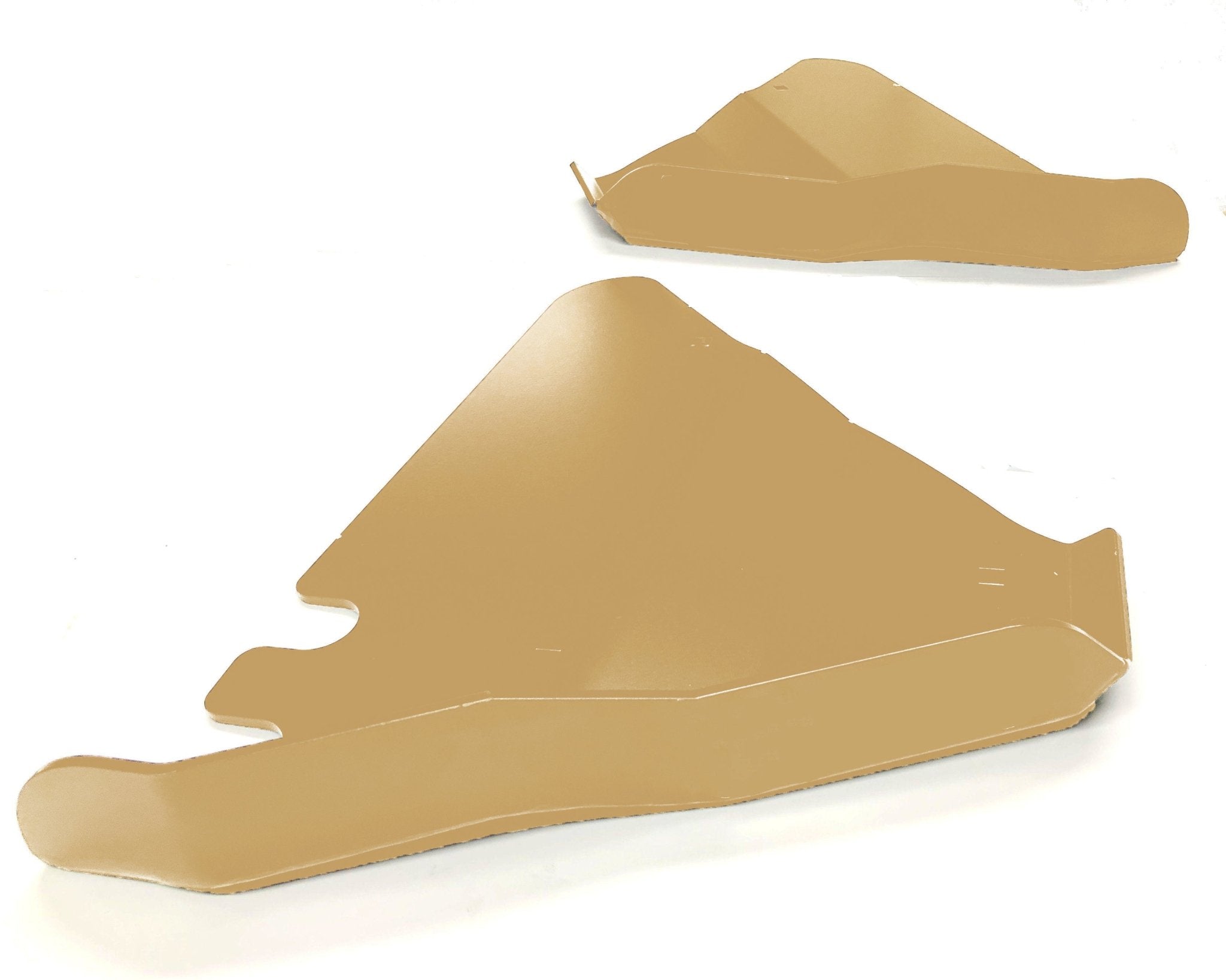 Steel lower control arm skid plates for Toyota Tacoma Gen 3, set of two, on white background