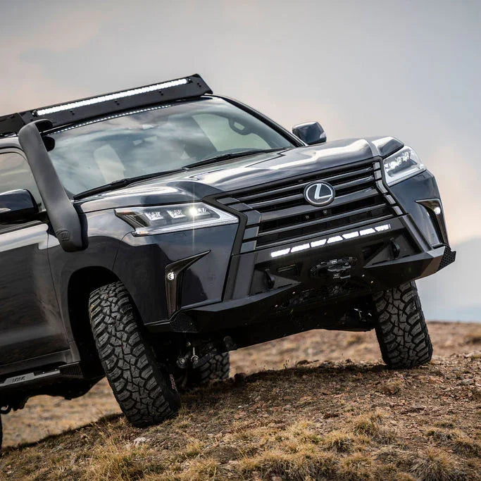 Lexus LX570 equipped with off-road accessories on rugged terrain