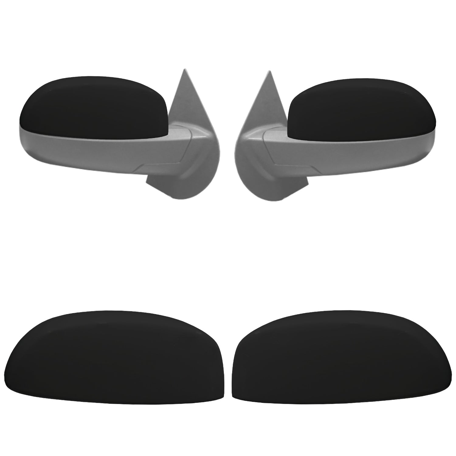 Matte black Mirror Overlay Kit for 2007-2013 Silverado/Sierra, showcasing a modern, matte finish