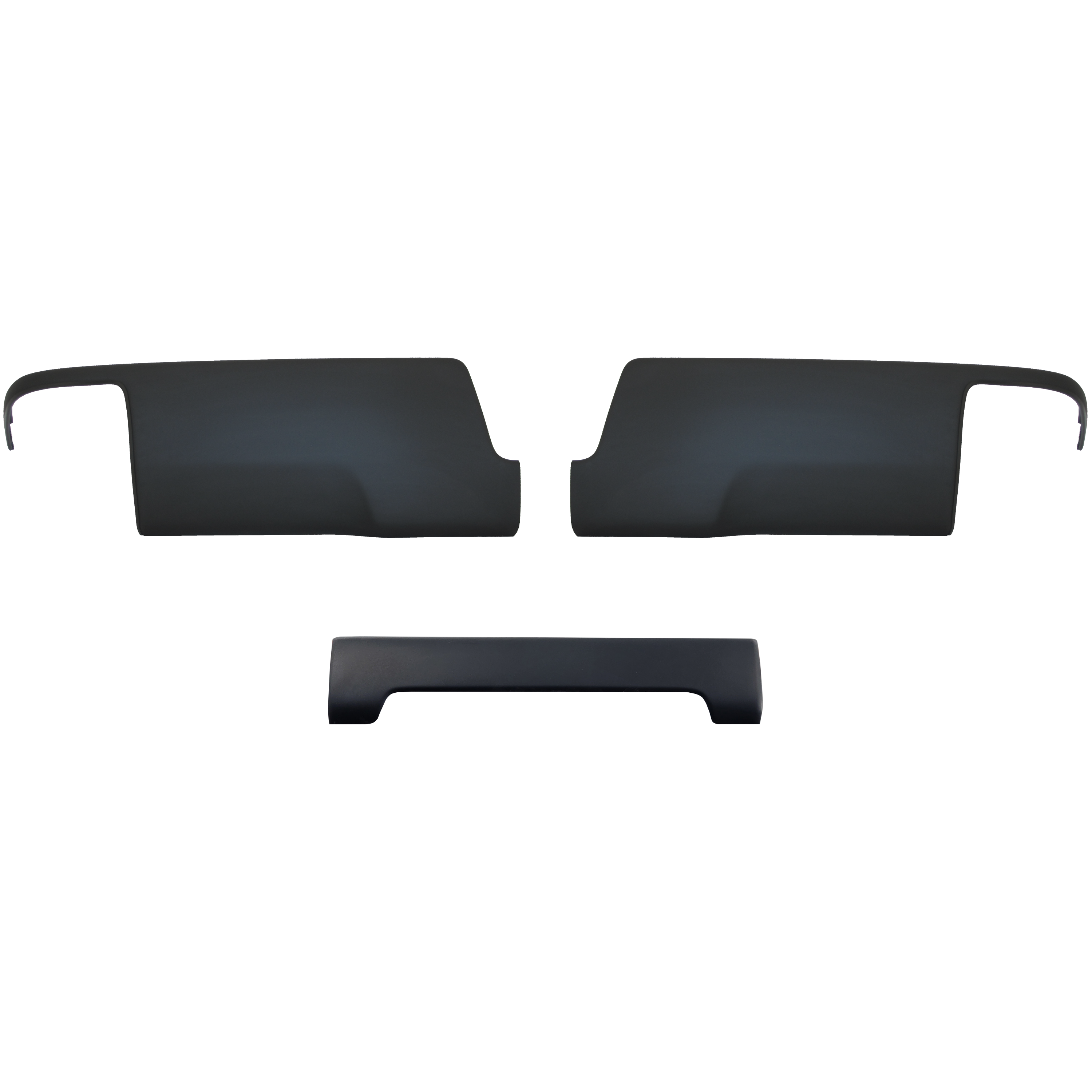Rear Bumper Covers in the color matte black for the Chevy Silverado and GMC Sierra years 2014 through 2018, black out kit