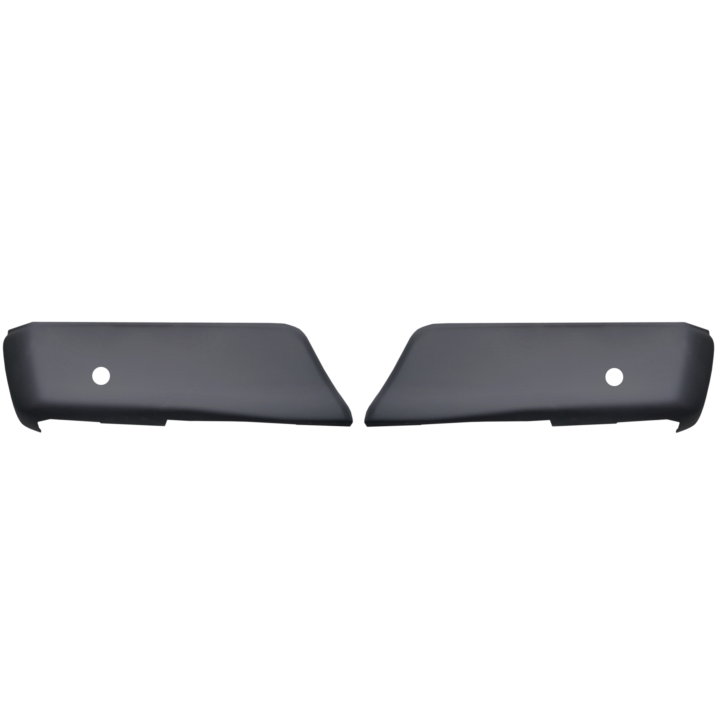Matte black Rear BumperShellz for 2015-2020 Ford F-150, with parking sensor hole cutouts
