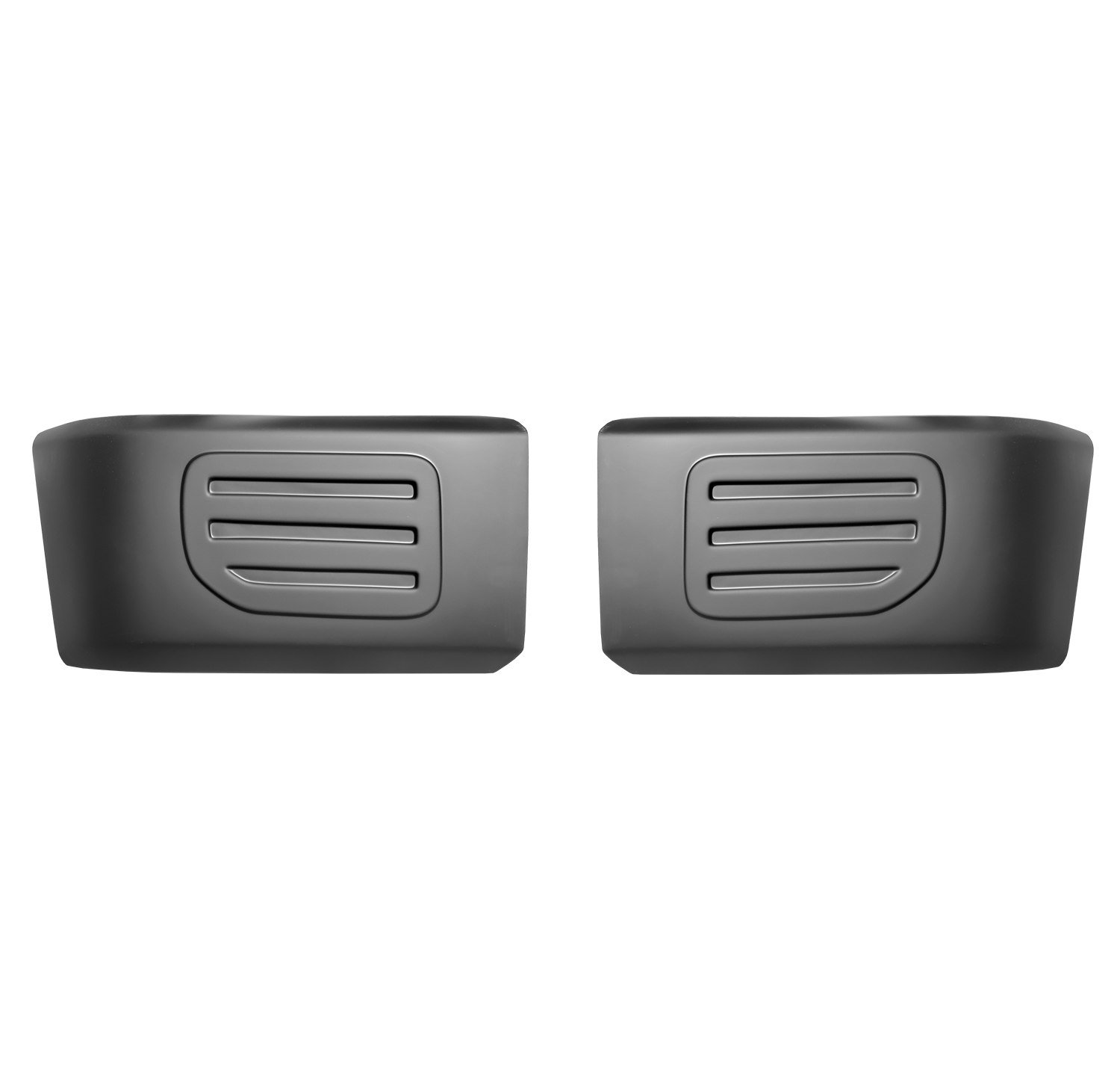 Matte Black Bumper Caps for 2015-2017 F-150 Front BumperShellz side covers with no fog lamp cutouts