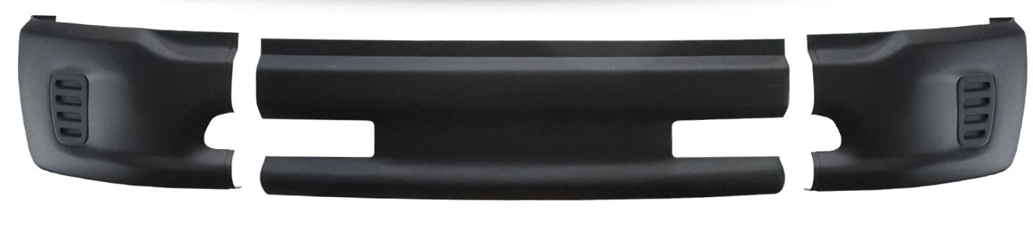 Matte black front bumper cover for 2013-2018 Ram 1500, no fog lamp or parking sensor cutouts.