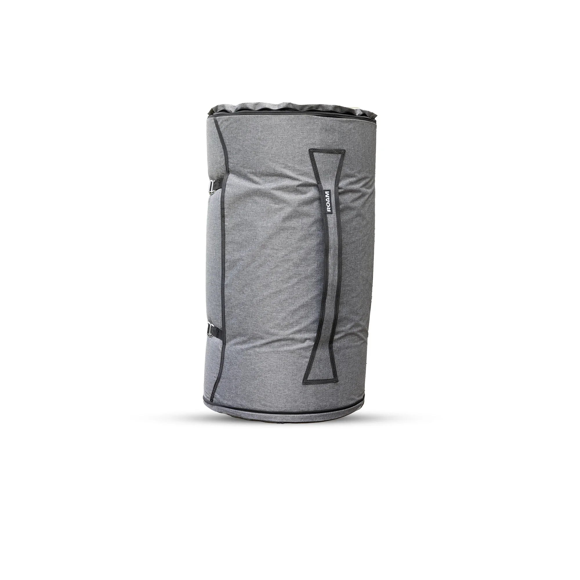 Grey overlanding storage bag with handles for camping and vehicle gear organization