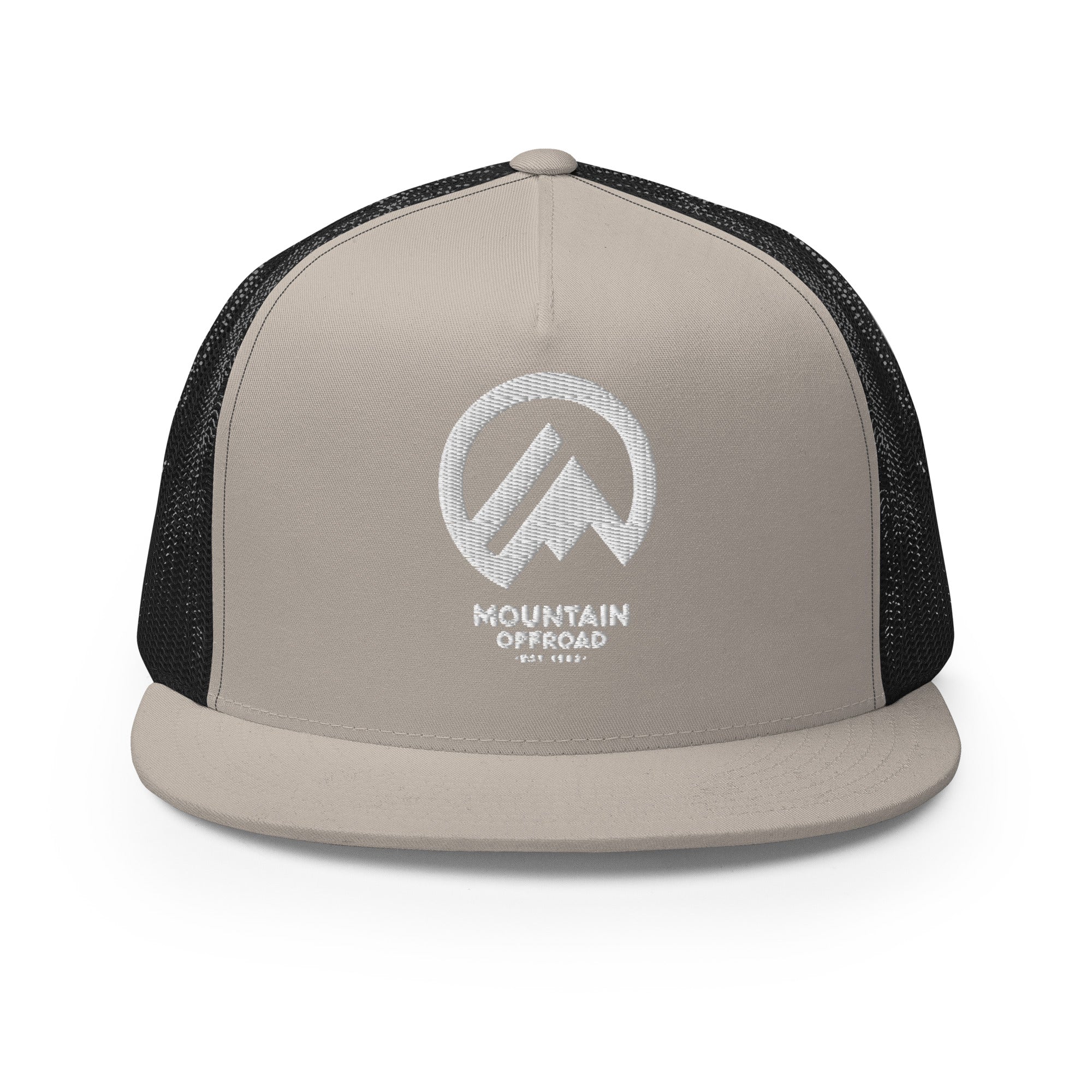 Mountain Offroad snapback hat with mesh back and embroidered mountain logo