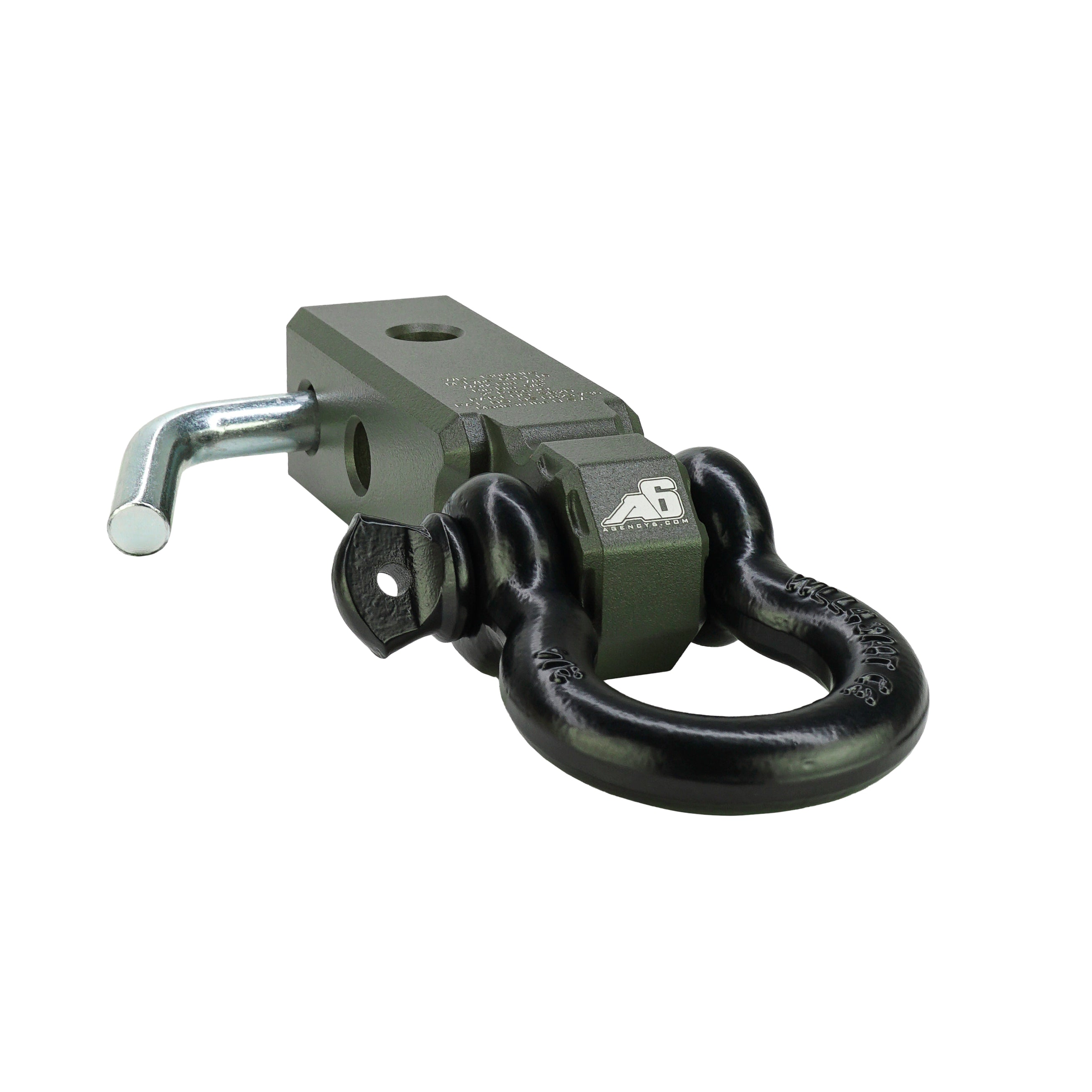 Heavy duty hitch receiver shackle mount for off-road vehicles and overlanding recovery