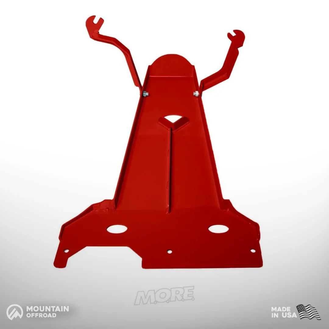 Red aluminum oil pan and transmission skid plate for Jeep Wrangler JK 2007-2018