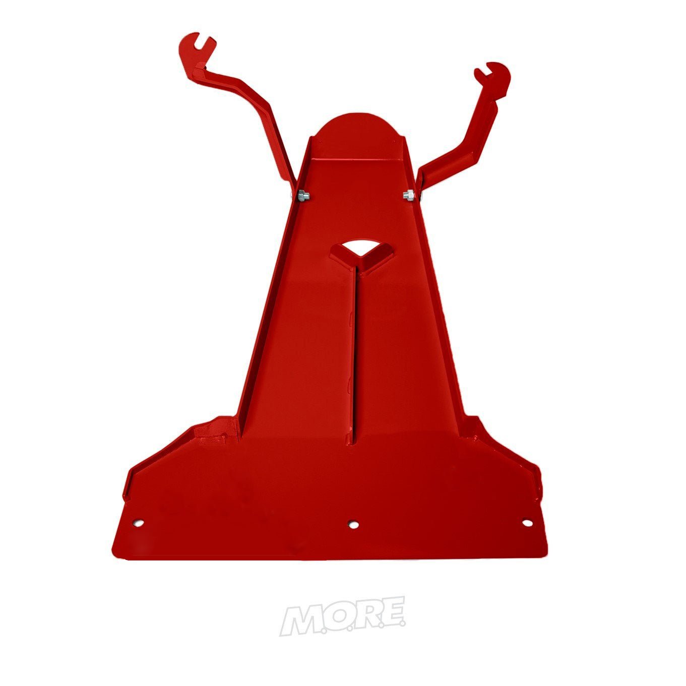 Red aluminum skid plate for Jeep Wrangler JL 2018-2020, oil pan and transmission protection.